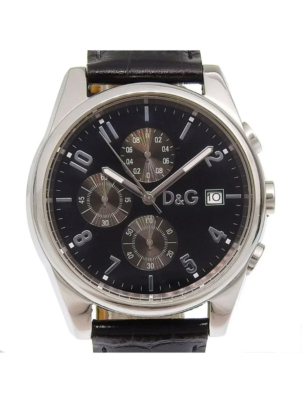 Dolce & Gabbana Sandpiper Stainless Steel Embossed Leather Quartz Chronograph
